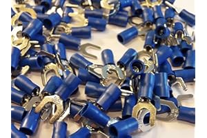 L.K.S CONNECTIONS 5.3 blue fork terminal crimp connector (for 5mm bolt or screw) 25 50 100 pack (25)