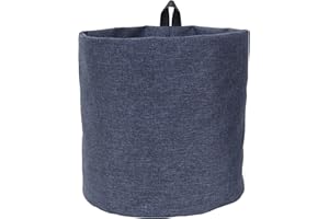 Bigso Box of Sweden Cesta colgante grande de poliéster y cartón – Cesta de pared con trabilla y aspecto de lino – Cubo de almacenaje para colgar o poner de pie – azul