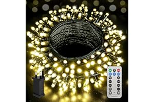 Desiretech - LED Plug-in Christmas Lights - Waterproof Holiday String Lights with Remote, 8 Modes, Timer for Christmas Trees, Garlands, Wreaths and Festive Decor, Dimmable (Warm White, 10m / 100 LED)