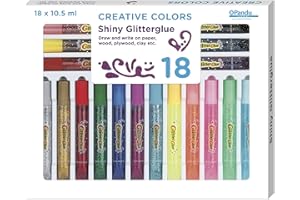 ‎PANDURO Panduro Glitter Glue Klebestifte mit Glitzer 18 St. x 10,5 ml in Tube - Bastelbedarf für Erwachsene und Kinder