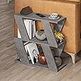 Hocuspicus Narrow Side Table with 2 Storage Shelf | 2 Tier Side Table | Slim End Table | Modern Design Sofa Table | Living Room, Office | Many Colour Options | 60x22x57cm (Retro Grey)