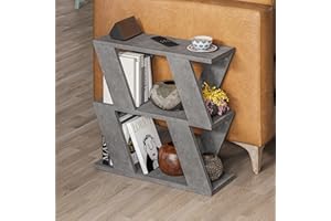 HOCUS PICUS Hocuspicus Narrow Side Table with 2 Storage Shelf | 2 Tier Side Table | Slim End Table | Modern Design Sofa Table | Living Room, Office | Many Colour Options | 60x22x57cm (Retro Grey)