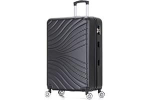 DK Luggage 28" Large Hard Shell Suitcase 4 Wheel Spinner ABS27 (Black, 28" Large)