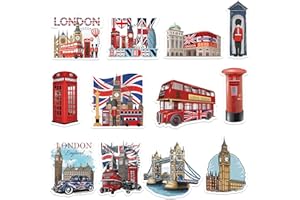 WYLARIO London Icons Fridge Magnets Souvenir - British Construction Design Set of 12, Double-Deck Bus, Red Phone Box, Tower Bridge, England Car Souvenirs Gifts Magnets for Family Friends Colleague