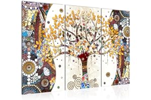Runa Art El Árbol De La Vida De Klimt Cuadro Decorativo para Sala XXL Vistoso Resumen Árbol 120 x 80 cm 3 Piezas Decoración de Pared 004631a