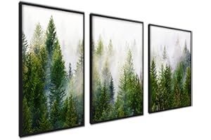 ag.art deco Mood 3er Poster Set | Wald im Nebel Modern Kunstdruck | 3 Stück 50x70cm | Wanddeko Wandbilder Wohnzimmer Schlafzimmer Küche Esszimmer und Badezimmer | ohne Rahmen