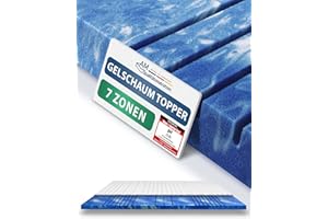 AM Qualitätsmatratzen 7 Zonen Deluxe Gel Topper 180x200cm RG50 - Made in Germany - Atmungsaktiver Gelschaum Topper 180x200-8cm - Kühlende Matratzenauflage mit Lyocell Bezug und Anti-Rutsch Funktion