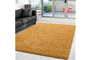 LG TRADERS LIMITED EXTRA THICK HEAVY PILE SOFT LUXURIOUS SHAGGY MODERN AREA BEDROOM HALL RUG RUNNER MAT (Gold, 60 x 110 cm)
