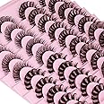 Focipeysa 20 Pairs Lashes Fluffy D Curl False Eyelashes Wispy Russian Lashes Strip 4 Styles Mixed Eyelashes Look Like Extensions