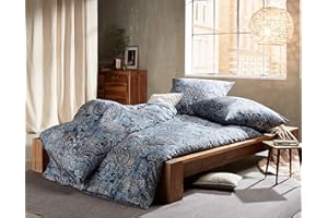 Bettwaesche-mit-Stil Mako Satin Paisley Bettwäsche orientalisch blau 135x200 + 80x80 cm - 100% Baumwolle