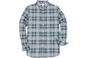 Dubinik® Camicia Flanella Uomo Camicia Quadri Uomo Cotone Casual Button Down Invernale Camicia in Flanella Leggera con Tasche