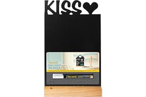 SECURIT - Lavagna Da Tavolo Silhouette Bacio - Per Pennarelli A Gesso Liquido - Per Caffè, Ristoranti, Negozi, Casa - Inserto Rimovibile - Base In Legno Laccato - 34,5x21x6cm - Pennarello Incluso