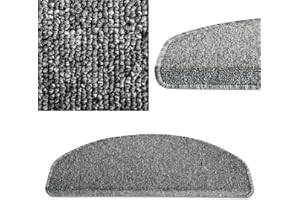 casa pura Stair Carpet Pads - Stair Treads | Adhesive Pads for Home & Office | Polypropylene Stair Mats | London | 15 Piece Set - Semi-Circular (65 x 25 cm) - Anthracite