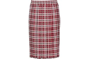 KK Fashion Lines Ladies Tartan Box Pleated Skirt, Elasticated Waist, 27" Length