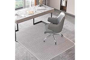 BesWin Office Chair Mat for Carpet, 90 x 120 cm Transparent Plastic Carpet Protector for Low Pile Carpets, 2.2mm Thick Non-Slip Desk Chair Mat for Carpeted Floors, Easy Glide and Flat Without Curling