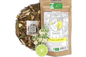 Ascenbio ✿ Vergers d'Eté Rooibos Citron BIO PUR ✿ Tisane Rafraichissante, Relaxation, Détox ✿ 30 sachets mousselines ✿ Préparé et conditionné en France ✿ Emballage biodégradable