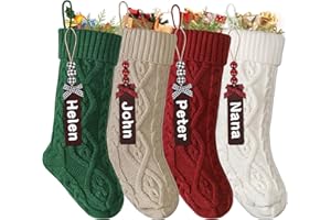 SOMYTING Weihnachtsstrumpf Personalisiert Gestrickte Strümpfe 18” Großer gestrickter Nikolausstrumpf mit Namensschildern Xmas Strümpfe für Party Weihnachten Deko (Mehrfarbig)