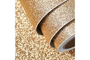 FunStick tapeta brokatowa kremowe złoto 40CM X 2M samoprzylepna tapeta ścienna szampan tapeta ścienna salon sypialnia papier brokatowy do craftingu samoprzylepna folia crafting folia brokatowa beżowy