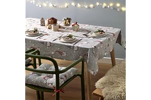 Catherine Lansfield Weihnachtswichtel für Esszimmer, abwischbar, 132 x 178 cm, Grau/Rot