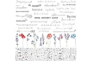 EGMBGM 51 Sheets Inspirational Lettering Temporary Tattoos For Men Women Arm Neck Fake Tattoos For Kids Adults Tiny Lavender Flowers Floral Bouquet Tattoo Sticker Small Star Letter Words Finger Tatoos