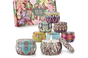 YINUO CANDLE Coffret Cadeau Bougies Parfumées, Cadeau Femme,8 * 125 G Bougies Parfumées Coffret Cadeau,Cire De Soja Bougie,280 Heures Brûlantes Pour L'aromathérapie Mariage Yoga Bath Cadeau Anniversaire Femme