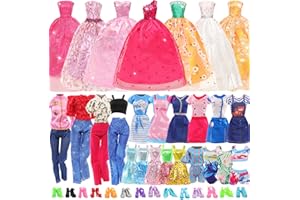 Miunana 17 Ropas (3 Vestidos De Boda + 3 Ropas + 3 PCS Pantalones + 3 Mini Vestidos + 2 Bañador + 3 Fashion Vestidos) + 10 PCS Zapatos para Muñeca De 11.5 Pulgadas 28-30CM