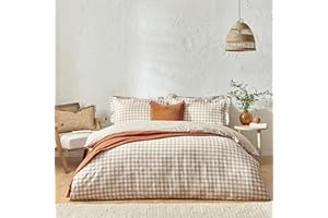 FURN. Yard Juego de Funda nórdica a Cuadros de Cuadros Vichy Barton Biscuit - Doble