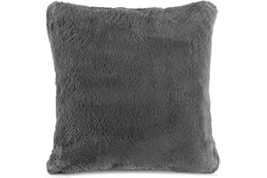 ‎QUANTUM INTERIOR BY MAXLAND Quantum Interior by Maxland Wohn- Kuschelkissen, Fellkissen in Felloptik Rabbit fur, Dekokissen, superweiches Luxus Kissen, Sofakissen ca. 50x50 cm, Fellimitat (anthrazit)