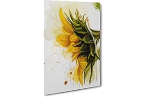 CONKREA Quadro Fiori Girasoli Colorati - Disegno Illustrazione - Astratto Dipinto Digitale Moderno su Tela Canvas - 30x40cm - Senza Cornice - (cod.5899)