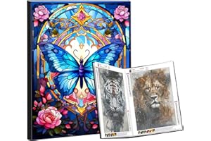Bellatoi A2 Rangement Diamond Painting, Classeur Diamond Painting Album A2, Diamond Painting Accessoires pour Stocker Peintures Diamant 40x50 cm, 30 Pochettes Porte Vue 60 Vues (Papillon Couleur)