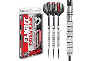 ‎RED DRAGON RED DRAGON Crusader 24-gramowy zestaw profesjonalnych rzutek wolframowych z piórami i wały (łodygi)
