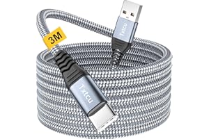 Txtcu USB C Cable 3m, Long PS5 Controller Charger Cable Fast Charging Wire Braided for PS5/PS5 Pro Controller, Xbox Series X/Xbox Series S,Switch, iPhone 16 15 Pro Max Plus, Samsung Galaxy S24 S23 S22