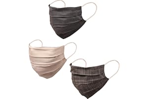 Touchstone Filter pocket nose bridge denim look double layer cotton face mask Reusable Machine Washable for men, women. (Pack of 3). Grey White Dark Grey