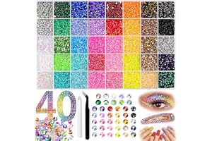 Bedazzling Kit, 32000pcs 40 Colors Jelly Rhinestones for Bedazzling with Tweezers & Pickup Pen for Crafting, Mixed Gems, 3mm Flatback Gems for DIY Crafts Mugs Shoes Fabric Clothing Tumblers Nail Art