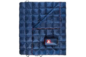 Horizon Hound Down Camping Blanket - Trek, Blue Travel Blanket | Sustainable Insulated Down | Lightweight & Warm Quilt for Camping, Stadium, Hiking & Festival | Water Resistant, Packable & Compact