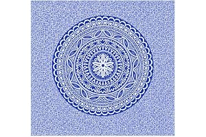 SaoTi Jätte strandhandduk 210 x 240 cm indisk mångsidig mandala - kompakt lätt strandhandduk i bomull - sandfri strandhandduk