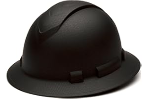 Pyramex Safety Ridgeline Casque rigide à large bord, suspension à cliquet à 4 points, motif graphite noir mat