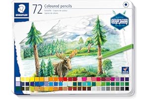STAEDTLER 146C M72 - DESIGN JOURNEY Lápices de colores con mina blanda, alta pigmentación, forma hexagonal clásica, Estuche metálico con 72 lápices en colores intensos. Colores surtidos.
