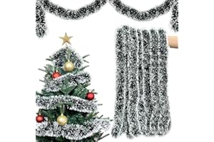 ROLLWAY Weihnachtsgirlande 10M Grün Weiß, Weihnachtsbaum Girlande Deko Girlande Weihnachten Outdoor Künstliche Tannengirlande Tannengrün Christmas Garland für Treppe, Kamin und Party