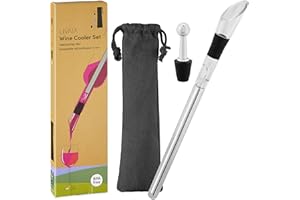 LIVAIA Asta di raffreddamento del vino con Decanter e Tappo per Bottiglia - Raffreddatore per Bottiglie in Acciaio Inox 304 - Senza BPA