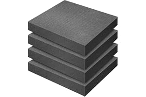 YushengTai 4 Piezas Espuma Precortada, 30 x 30 x 5cm Esponja de Poliuretano PU Negro para Estuche Caja Herramientas