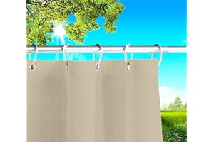 Byour3®️ Markisen Sonnensegel Mit Ringen Atmungsaktive Sonnenschutz Vertikal Balkon Aus Harzbaumwolle Terrassen Outdoor Vorhänge Sichtschutz Wasserdichter Stoff (Beige, B. 390X285 L. cm)