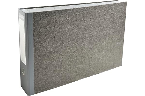 Exacompta - réf. 53810E - 1 Classeur à levier papier marbré gris A3 horizontal - Dos de 80 mm - Mécanique 80 mm - Dimensions extérieures : 32 x 48 x 8 cm - Format à classer A3 - Coloris gris-dos gris