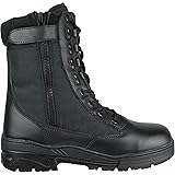Savage Island Leder Stiefel Kampfstiefel Einsatzstiefel mit Reissverschluss Militär Bundeswehr Wandern Tactical Boot Schwarz