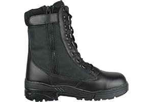 Savage Island Leder Stiefel Kampfstiefel Einsatzstiefel mit Reissverschluss Militär Bundeswehr Wandern Tactical Boot Schwarz