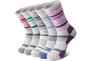 MOSEY KOSY Chaussettes en Laine Mérinos pour Femmes Chaussettes de Randonnée Thermiques et Respirantes pour Sport Trekking et Hiver 5 Paires