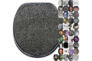 Sanilo Abattant WC frein de chute, Grande sélection d'abattants wc noirs, Finition de haute qualité (Noir scintillant)