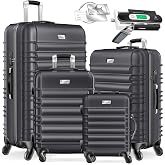 KESSER&reg; Set of 4 Hard Cases, Trolley Set Including Luggage Scale + Luggage Tag Rolling Suitcase Lock 4 Wheels ABS Hard Shell