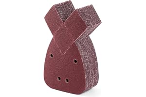 S SATC SATC Mouse Sander Pads 30-Piece 80 Grit Mouse Sanding Pads 4 Holes Detail Sander Pads Hook and Loop Mouse Palm Sanding Paper Sandpaper for Mouse Sander