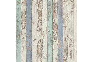 BRICOFLOR Papier peint imitation bois style bord de mer | Tapisserie effet vieille planches de bois blanc & bleu | Papiers peints tendances pour salon